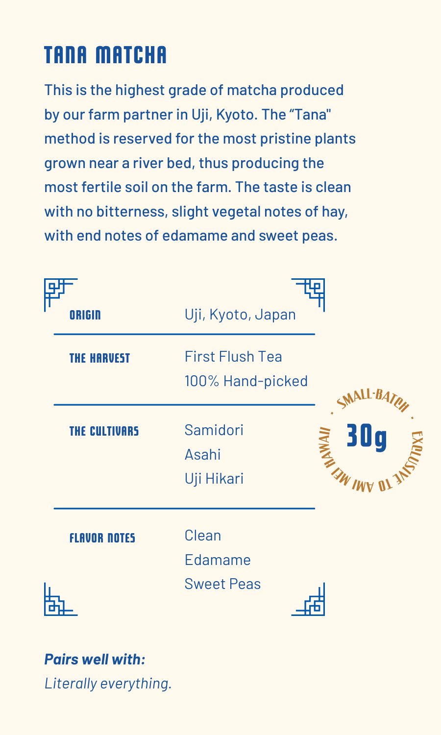 Tana Matcha, 30g tin **ONLINE EXCLUSIVE**